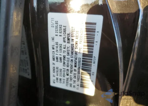 2011 Honda Accord Exl from USA, damaged, VIN 1HGCS1B8XBA009903
